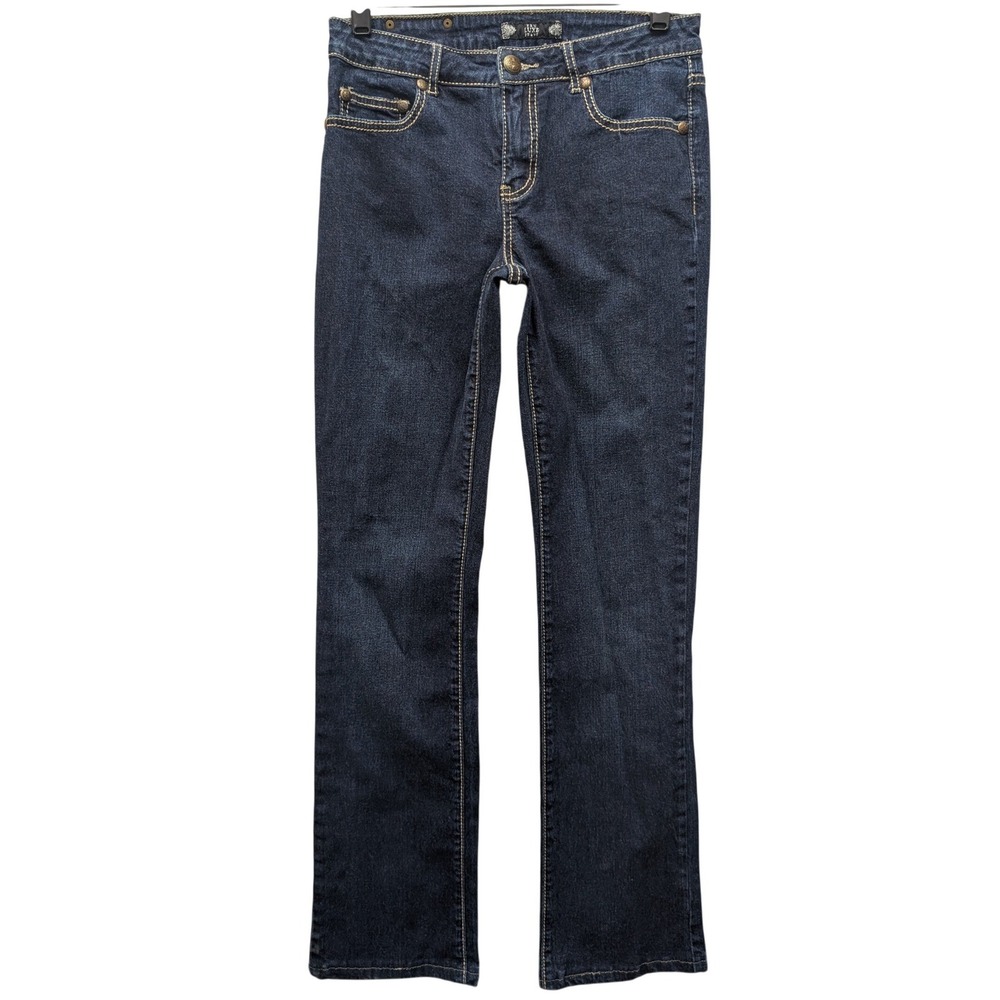 Tru Luxe Jakarta Mini Jeans Womens 27/4‎ Dark Wash Straight Leg Embellished